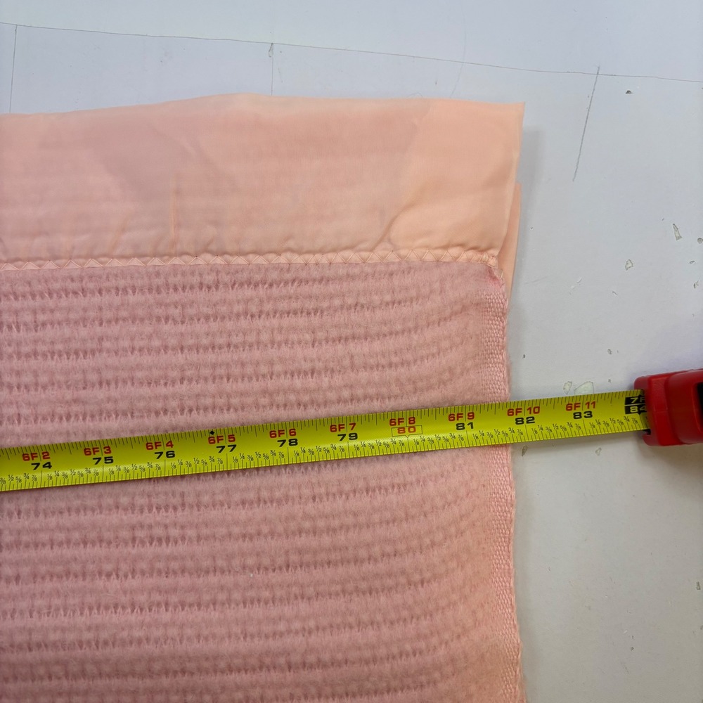 Vtg Baby Pink Thermal Waffle Knit Blanket Satin Trim Edge Full Queen 82x84 - Picture 7 of 8